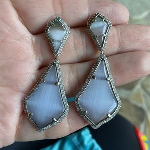 KS gray cats eye earrings in silver